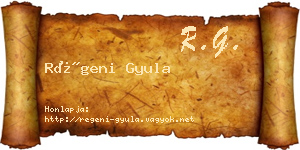 Régeni Gyula névjegykártya